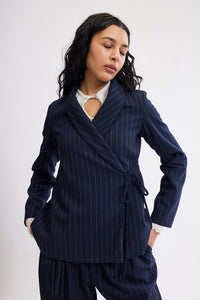 Blythe Blazer - Navy Pinstripe