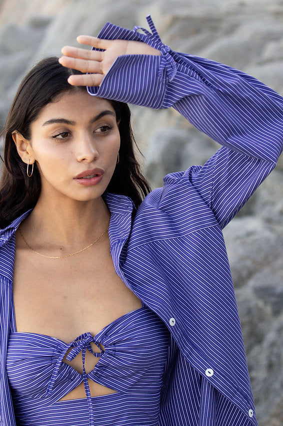 Keyhole Tank - Cobalt Pinstripe - Modern Sunday - back view