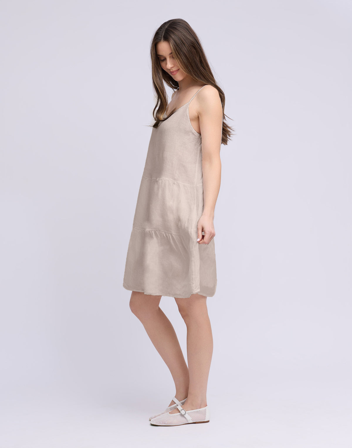 Isabella Dress - Beige - Yoga Jeans - back view