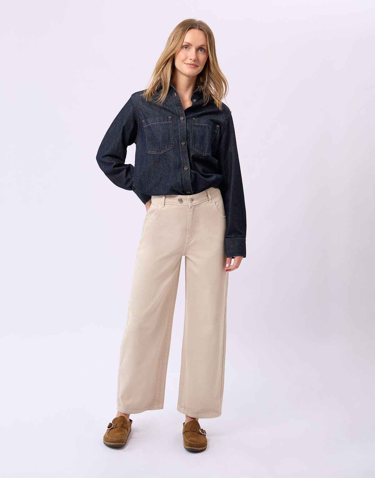Malia Relaxed Barrel - Oatmeal - Yoga Jeans - back view
