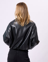 Oversized Cropped Jacket - Black