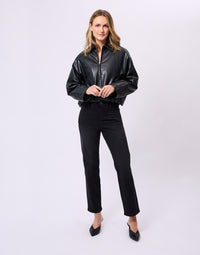 Oversized Cropped Jacket - Black