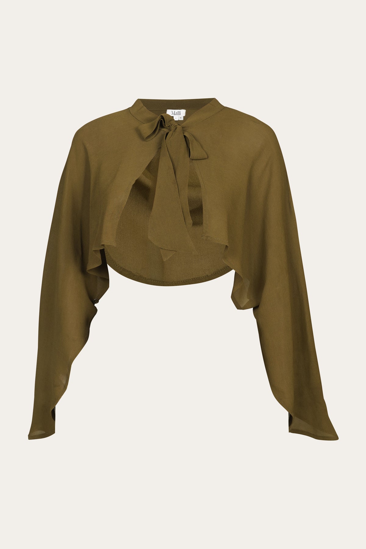 The Olive Georgette Bolero - Malli - front view