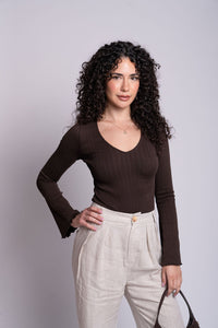 Wide Rib Bell Sleeve Top
