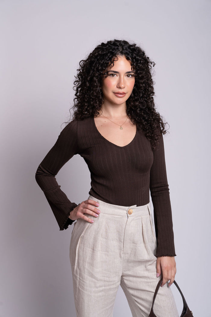 Wide Rib Bell Sleeve Top