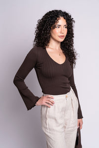 Wide Rib Bell Sleeve Top