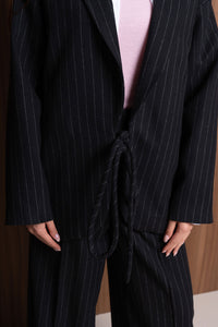 Mara Coat Black Pinstripe