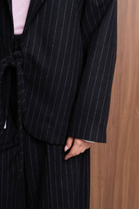 Mara Coat Black Pinstripe