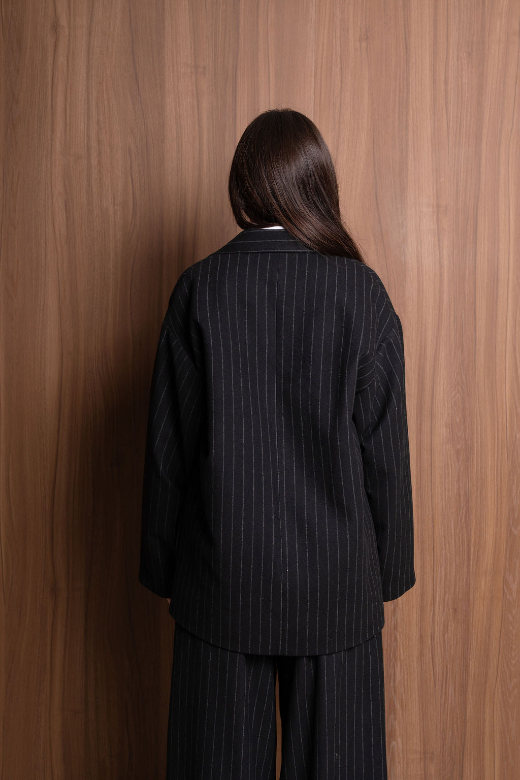 Mara Coat Black Pinstripe