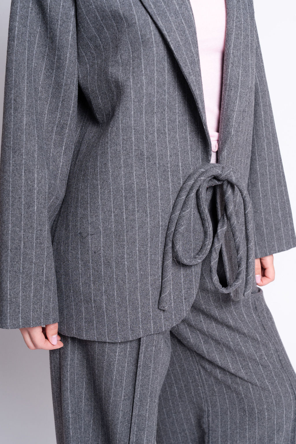 Mara Coat Grey Pinstripe