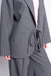 Mara Coat Grey Pinstripe