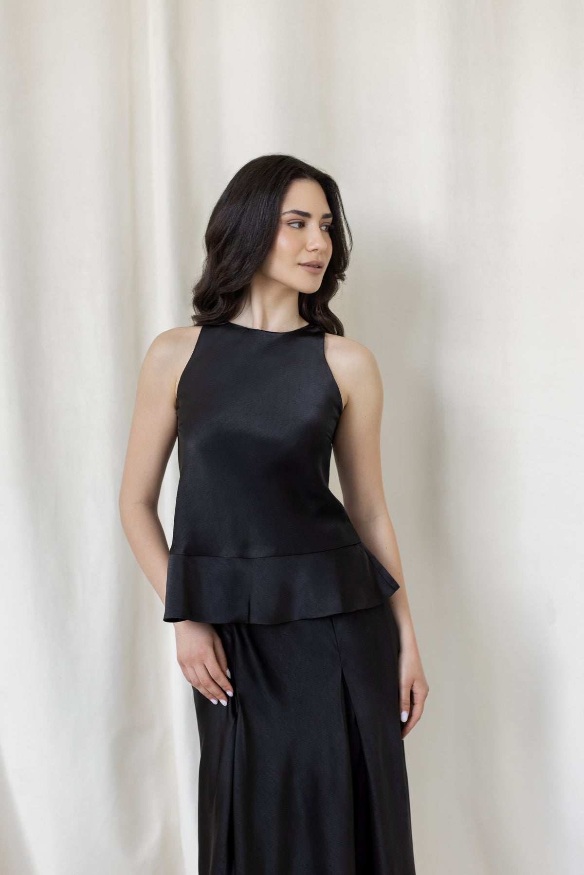 Halter Peplum Top - Malli - front view