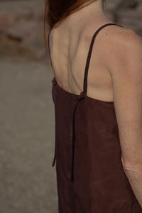 Cupro Slit Tank - Espresso