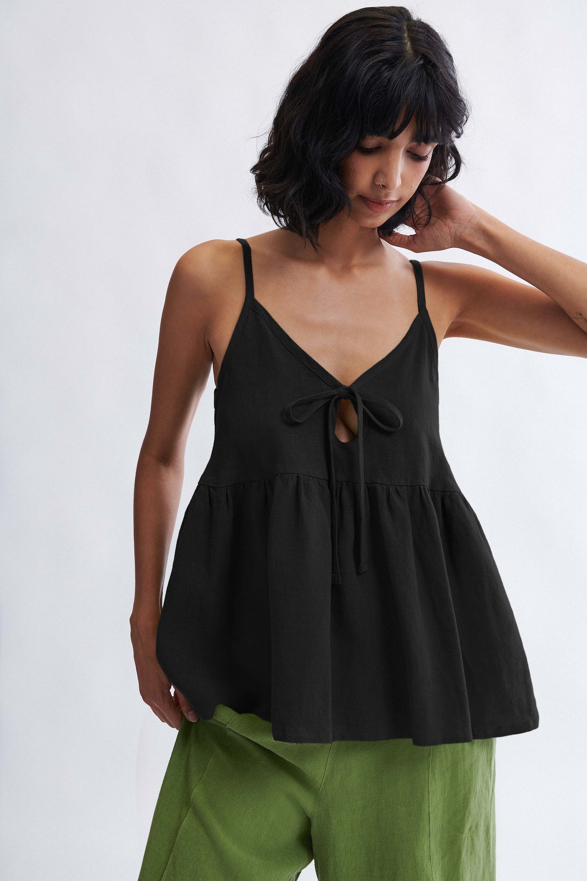 Camille Tank Top - Black - Eliza Faulkner - front view