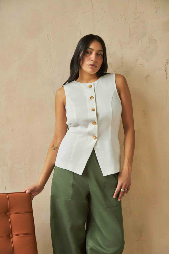 Longline Twill Vest