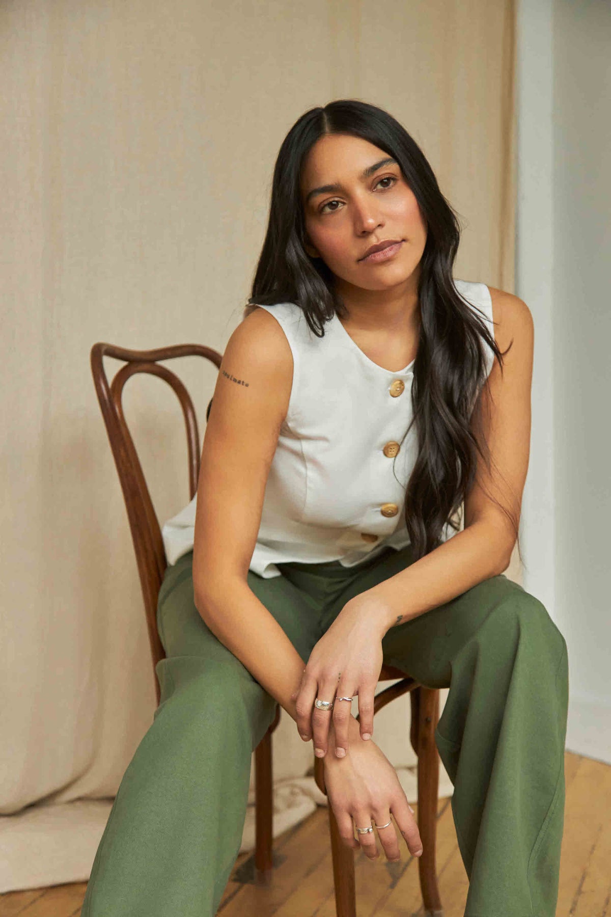 Longline Twill Vest