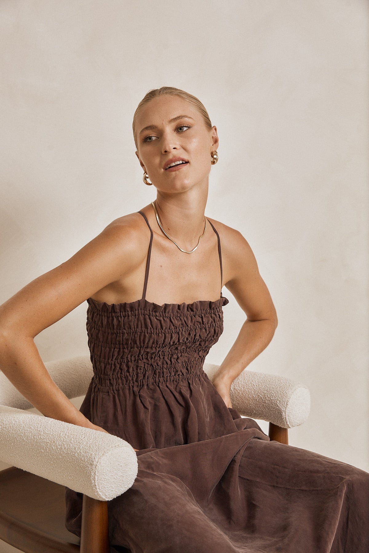 Lace Up Cupro Midi - Espresso - Modern Sunday - front view