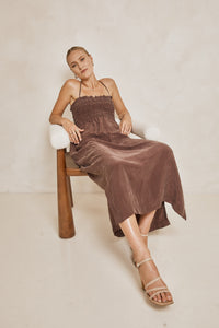 Lace Up Cupro Midi - Espresso