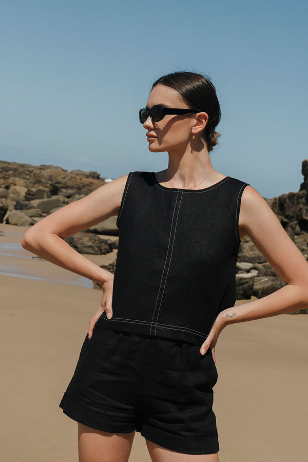 Reversible Contrast Tank - Black