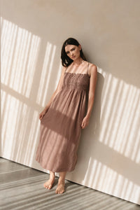 Lace Up Cupro Midi - Mocha Mousse