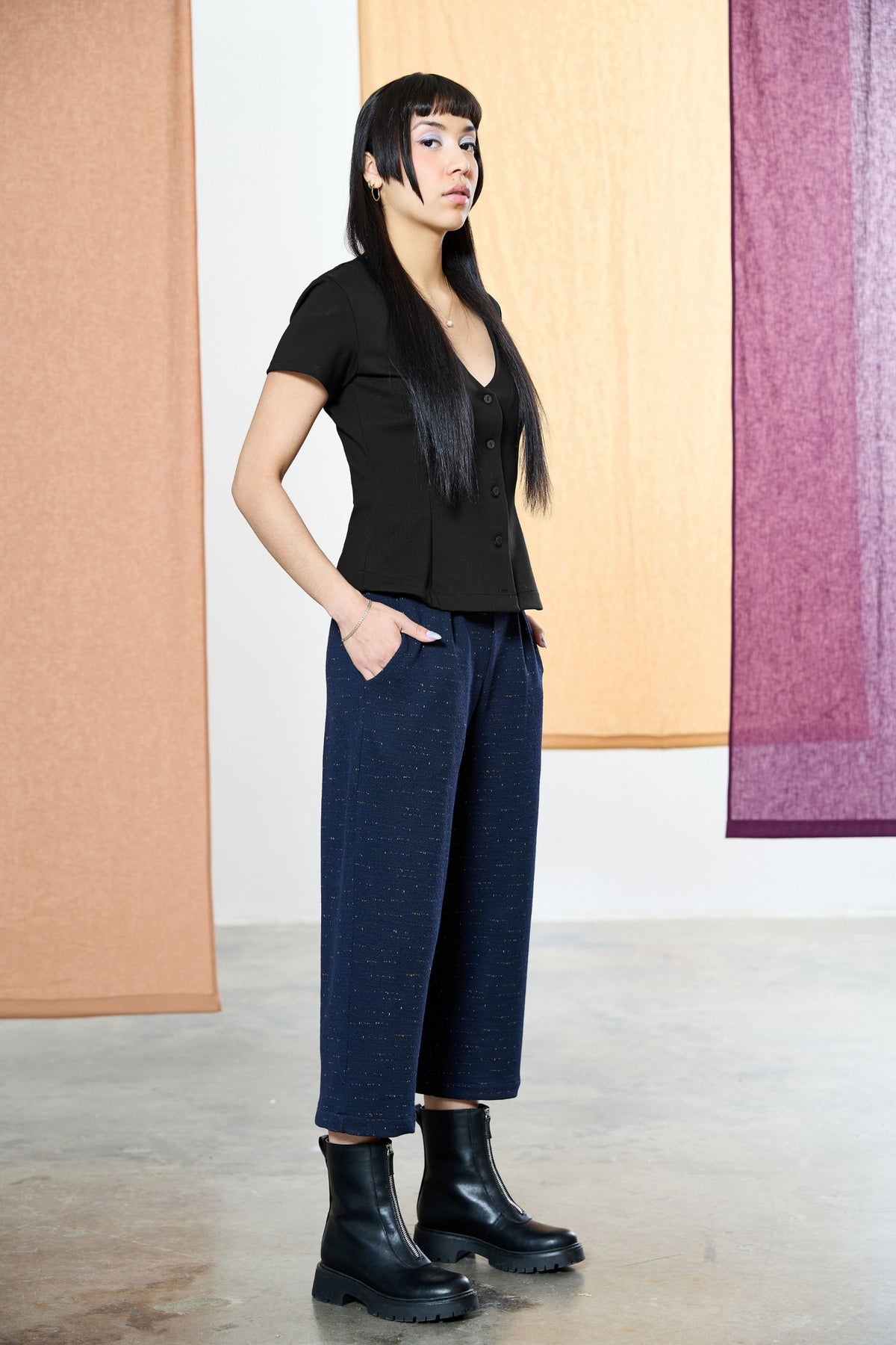 Nadine Top - Black - Melow - front view