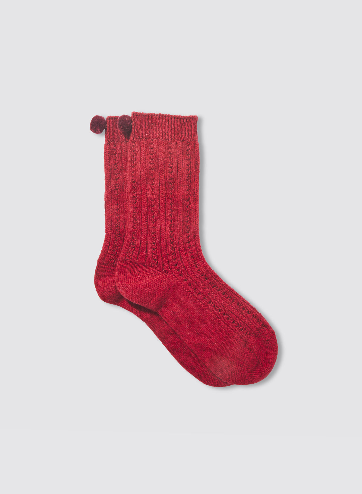 New York Pom Socks - Red - Maria La Rosa - front view