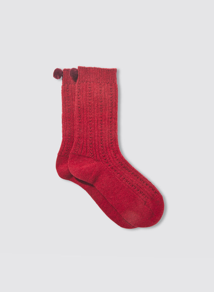 New York Pom Socks - Red