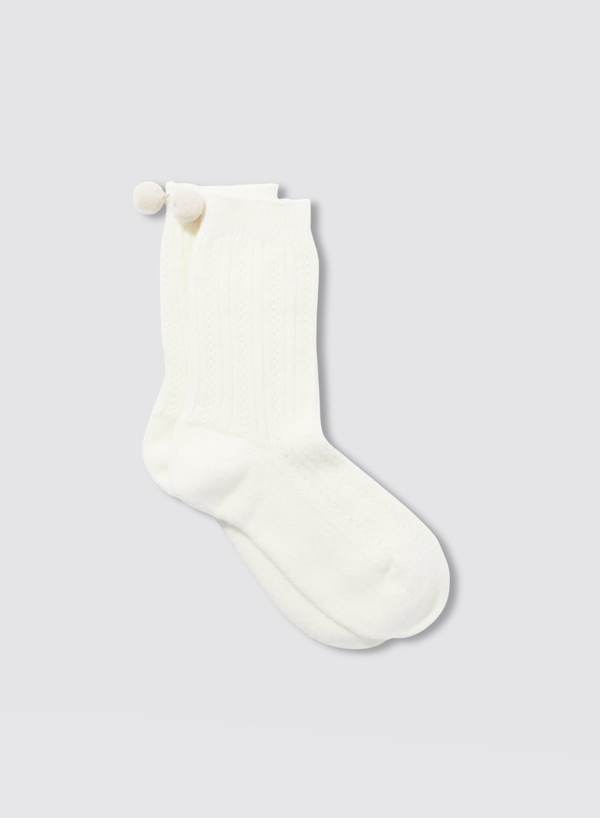 New York Pom Socks - Off White - Maria La Rosa - front view