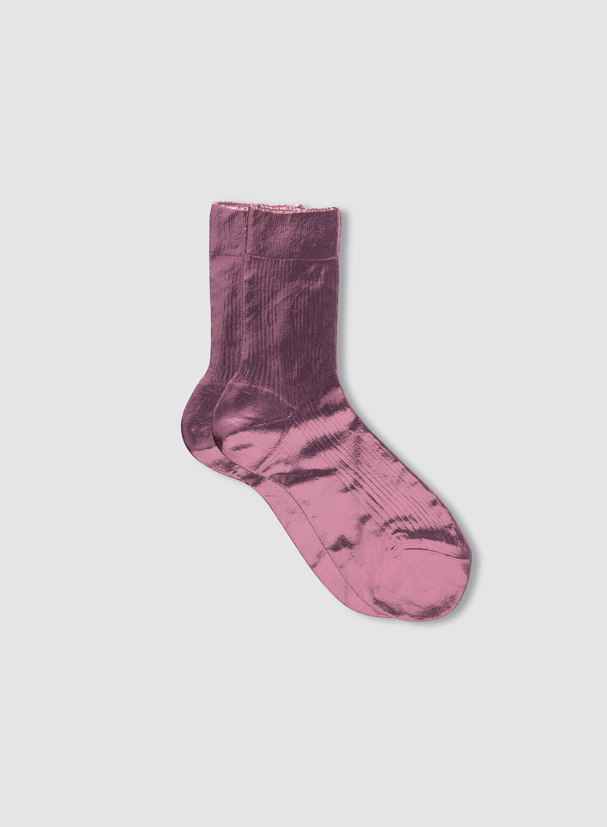 One Ribbed Laminated Socks - Bordeaux - Maria La Rosa - side view