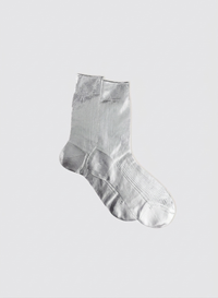 One Ribbed Laminated Socks - Silver