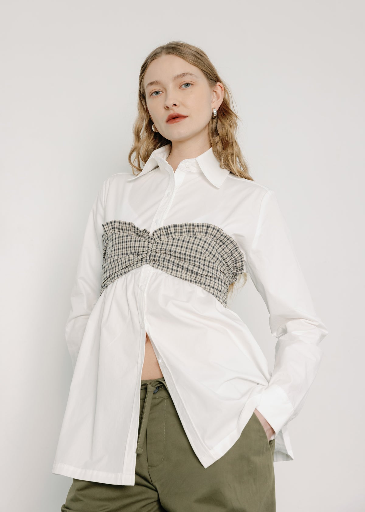 Patti Top -  Sandy Plaid - A Bronze Age - front view
