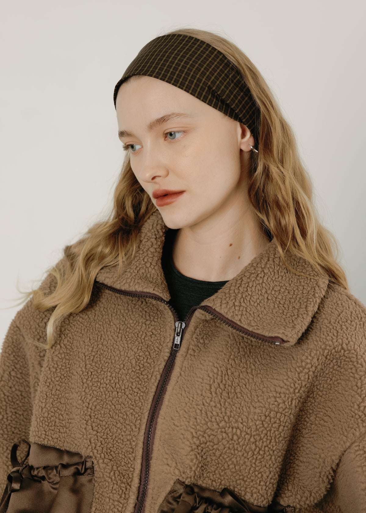 Riviera Headband - Toasted Gingham - A Bronze Age - front view