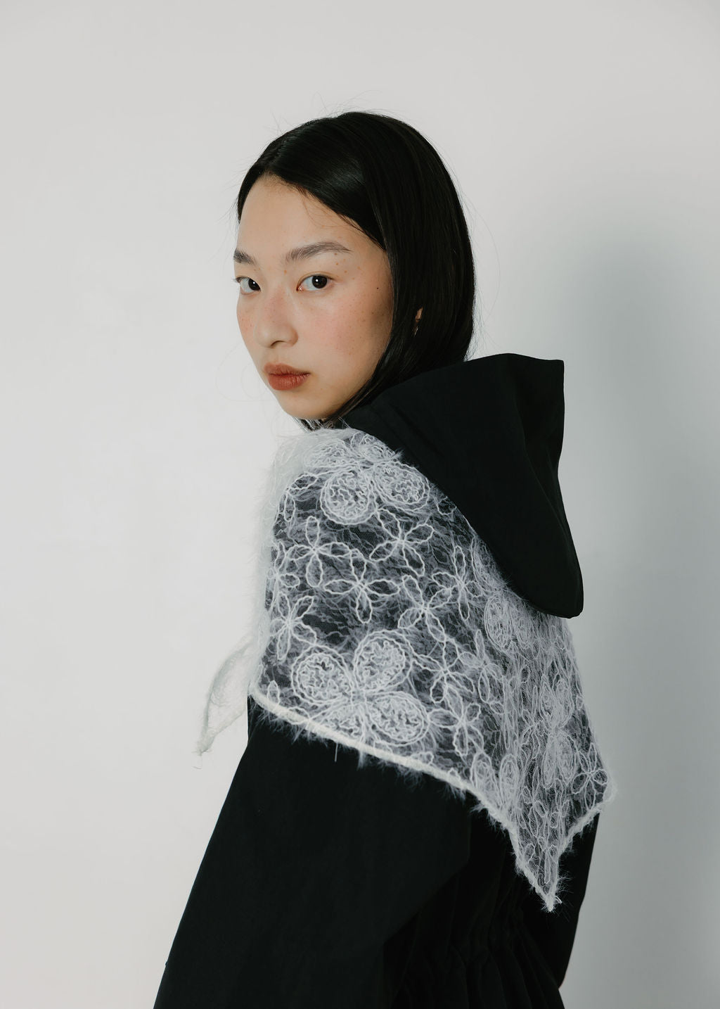 Scout Shawl - Frosted Lace - A Bronze Age - front view