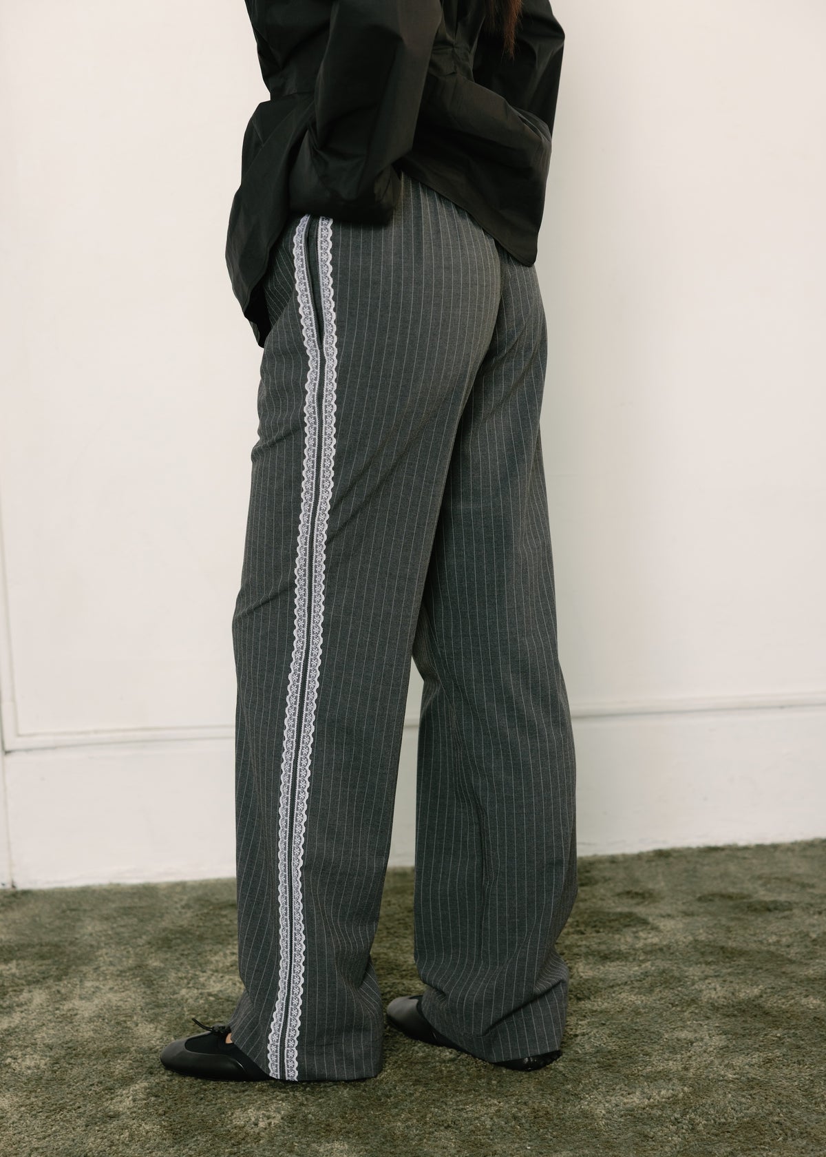 Sofina Pant - Ash Pinstripe - A Bronze Age - front view
