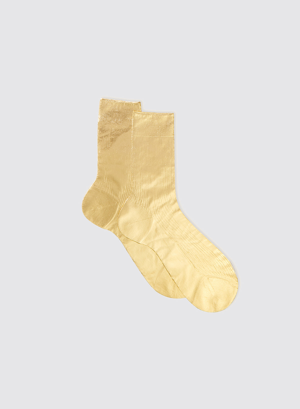 One Ribbed Laminated Socks - Gold - Maria La Rosa - back view