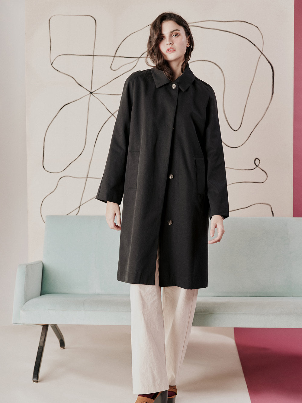 Marchand Trench - Black - Dagg & Stacey - front view